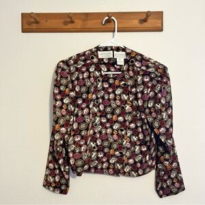 Vintage Multicolor Print Blouse Size 10